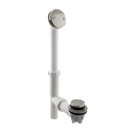 Westbrass 14" Bathtub Assembly with Tip-Toe Drain and 2-Hole Overflow, Satin Nickel 593244-07